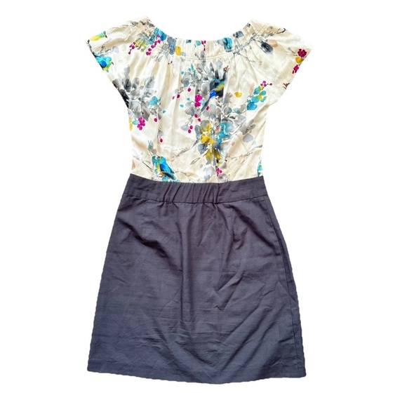 Tabitha By Anthropologie Night Blooming Bird Dress Size 6 A-Line Above Knee Silk - Picture 2 of 8